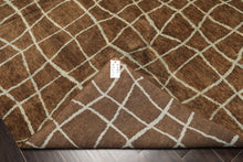 8x10 Brown, Aqua, Color Hand Knotted Tibetan Wool Modern & Contemporary Oriental Rug
