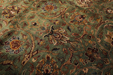 8 Round Sage, Beige, Maroon Color Hand Knotted Agra New Zealand Wool & Silk Traditional Oriental Rug