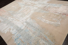 9x12 Ivory, Sea Foam, Taupe Color Hand Knotted Sherpa Wool and Silk Contemporary Oriental Rug
