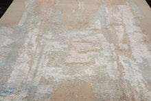 9x12 Ivory, Sea Foam, Taupe Color Hand Knotted Sherpa Wool and Silk Contemporary Oriental Rug