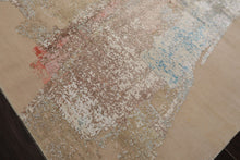 9x12 Ivory, Sea Foam, Taupe Color Hand Knotted Sherpa Wool and Silk Contemporary Oriental Rug