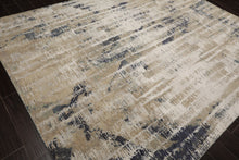 8x10 Beige, Gray, Ivory Color Hand Knotted Sherpa Wool and Silk Contemporary Oriental Rug
