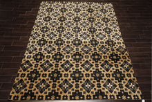 Multi Size Brown Charcoal Beige Color Hand Loomed Tibetan Wool & Bamboo Silk Modern & Contemporary Oriental Rug
