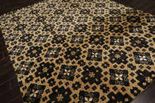 Multi Size Brown Charcoal Beige Color Hand Loomed Tibetan Wool & Bamboo Silk Modern & Contemporary Oriental Rug
