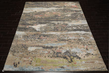 9x12 Beige, Tan, Gray Color Hand Knotted Sherpa Wool and Silk Modern Oriental Rug