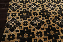 Multi Size Brown Charcoal Beige Color Hand Loomed Tibetan Wool & Bamboo Silk Modern & Contemporary Oriental Rug