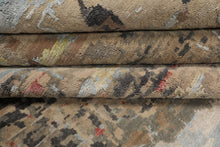 9x12 Beige, Tan, Gray Color Hand Knotted Sherpa Wool and Silk Modern Oriental Rug