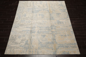 8x10 Ivory, Beige, Slate Color Hand Loomed Sherpa Wool and Silk Modern Oriental Rug