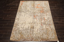 6x9 Beige, Brown, Gray Color Hand Knotted Tibetan Wool & Bamboo Silk Modern & Contemporary Oriental Rug