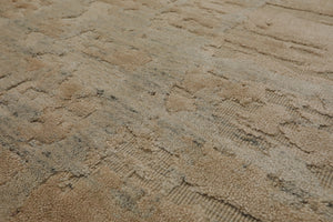 8x10 Beige, Faded Peach, Sea Foam Color Hand Loomed Sherpa Wool and Silk Modern Oriental Rug