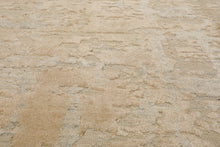 8x10 Beige, Faded Peach, Sea Foam Color Hand Loomed Sherpa Wool and Silk Modern Oriental Rug