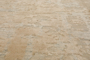 8x10 Beige, Faded Peach, Sea Foam Color Hand Loomed Sherpa Wool and Silk Modern Oriental Rug