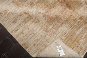 8x10 Beige, Peach, Gray Color Hand Loomed Sherpa Wool and Silk Modern Oriental Rug
