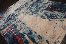 8x10 Beige, Blue, Blush Color Hand Knotted Sherpa Wool and Silk Modern Oriental Rug
