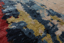 8x10 Beige, Blue, Blush Color Hand Knotted Sherpa Wool and Silk Modern Oriental Rug