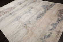 9x12 Beige, Ivory, Gray Color Hand Knotted Sherpa Wool and Silk Modern Oriental Rug