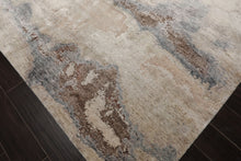 9x12 Beige, Ivory, Gray Color Hand Knotted Sherpa Wool and Silk Modern Oriental Rug