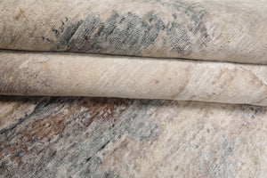 9x12 Beige, Ivory, Gray Color Hand Knotted Sherpa Wool and Silk Modern Oriental Rug