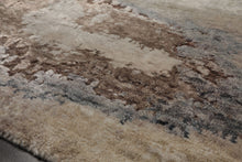 9x12 Beige, Ivory, Gray Color Hand Knotted Sherpa Wool and Silk Modern Oriental Rug