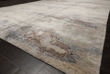 9x12 Beige, Ivory, Gray Color Hand Knotted Sherpa Wool and Silk Modern Oriental Rug