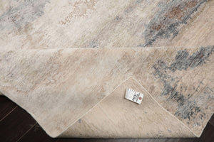 9x12 Beige, Ivory, Gray Color Hand Knotted Sherpa Wool and Silk Modern Oriental Rug