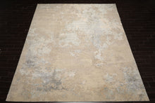 10x14 Beige, Gray, Ivory Color Hand Knotted Sherpa Wool and Silk Modern Oriental Rug