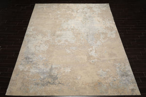 10x14 Beige, Gray, Ivory Color Hand Knotted Sherpa Wool and Silk Modern Oriental Rug