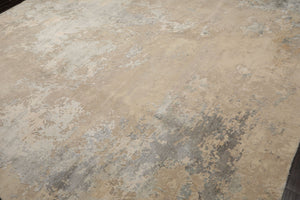 10x14 Beige, Gray, Ivory Color Hand Knotted Sherpa Wool and Silk Modern Oriental Rug