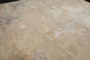 10x14 Beige, Gray, Ivory Color Hand Knotted Sherpa Wool and Silk Modern Oriental Rug