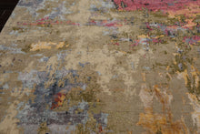 8x10 Beige, Mint, Ivory Color Hand Knotted Sherpa Wool and Silk Modern Oriental Rug