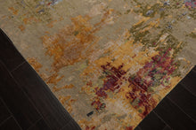 8x10 Beige, Mint, Ivory Color Hand Knotted Sherpa Wool and Silk Modern Oriental Rug