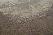 Round Gray, Ivory, Graphite Color Hand Knotted Sherpa Wool and Silk Modern Oriental Rug