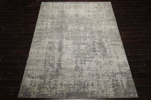 8x10 Tone on Tone Gray, , Color Hand Loomed Sherpa Wool and Silk Modern Oriental Rug