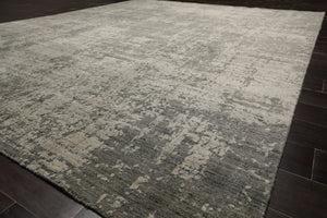 8x10 Tone on Tone Gray, , Color Hand Loomed Sherpa Wool and Silk Modern Oriental Rug