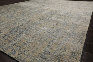8x10 Gray, Beige, Slate Color Hand Loomed Sherpa Wool and Silk Modern Oriental Rug