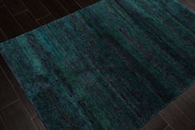 4x6 Turquoise, Purple, Gold Color Hand Knotted Gabbeh Silk Contemporary Oriental Rug