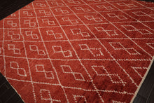 9x12 Burnt Orange, White, Color Hand Knotted Moroccan Wool Tribal Oriental Rug