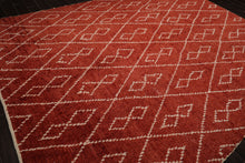 9x12 Burnt Orange, White, Color Hand Knotted Moroccan Wool Tribal Oriental Rug