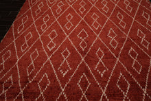 9x12 Burnt Orange, White, Color Hand Knotted Moroccan Wool Tribal Oriental Rug