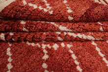 9x12 Burnt Orange, White, Color Hand Knotted Moroccan Wool Tribal Oriental Rug