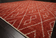 9x12 Burnt Orange, White, Color Hand Knotted Moroccan Wool Tribal Oriental Rug