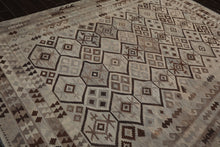 9x12 Beige, Gray, Brown Color Hand Woven Flatweave Wool Tribal Oriental Rug