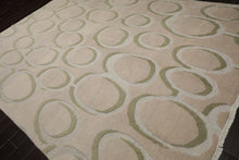 9x12 Gray, Beige, Sage Color Hand Knotted Sculpted Wool Modern Oriental Rug