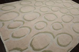 9x12 Gray, Beige, Sage Color Hand Knotted Sculpted Wool Modern Oriental Rug