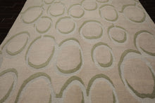 9x12 Gray, Beige, Sage Color Hand Knotted Sculpted Wool Modern Oriental Rug