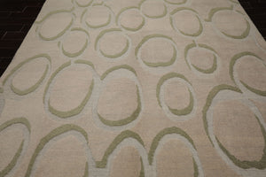 9x12 Gray, Beige, Sage Color Hand Knotted Sculpted Wool Modern Oriental Rug