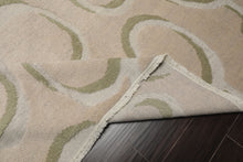 9x12 Gray, Beige, Sage Color Hand Knotted Sculpted Wool Modern Oriental Rug