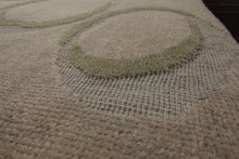 9x12 Gray, Beige, Sage Color Hand Knotted Sculpted Wool Modern Oriental Rug