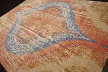 9x12 Beige, Gold, Tan Color Hand Knotted Abstract Wool and Silk Modern Oriental Rug