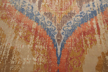 9x12 Beige, Gold, Tan Color Hand Knotted Abstract Wool and Silk Modern Oriental Rug